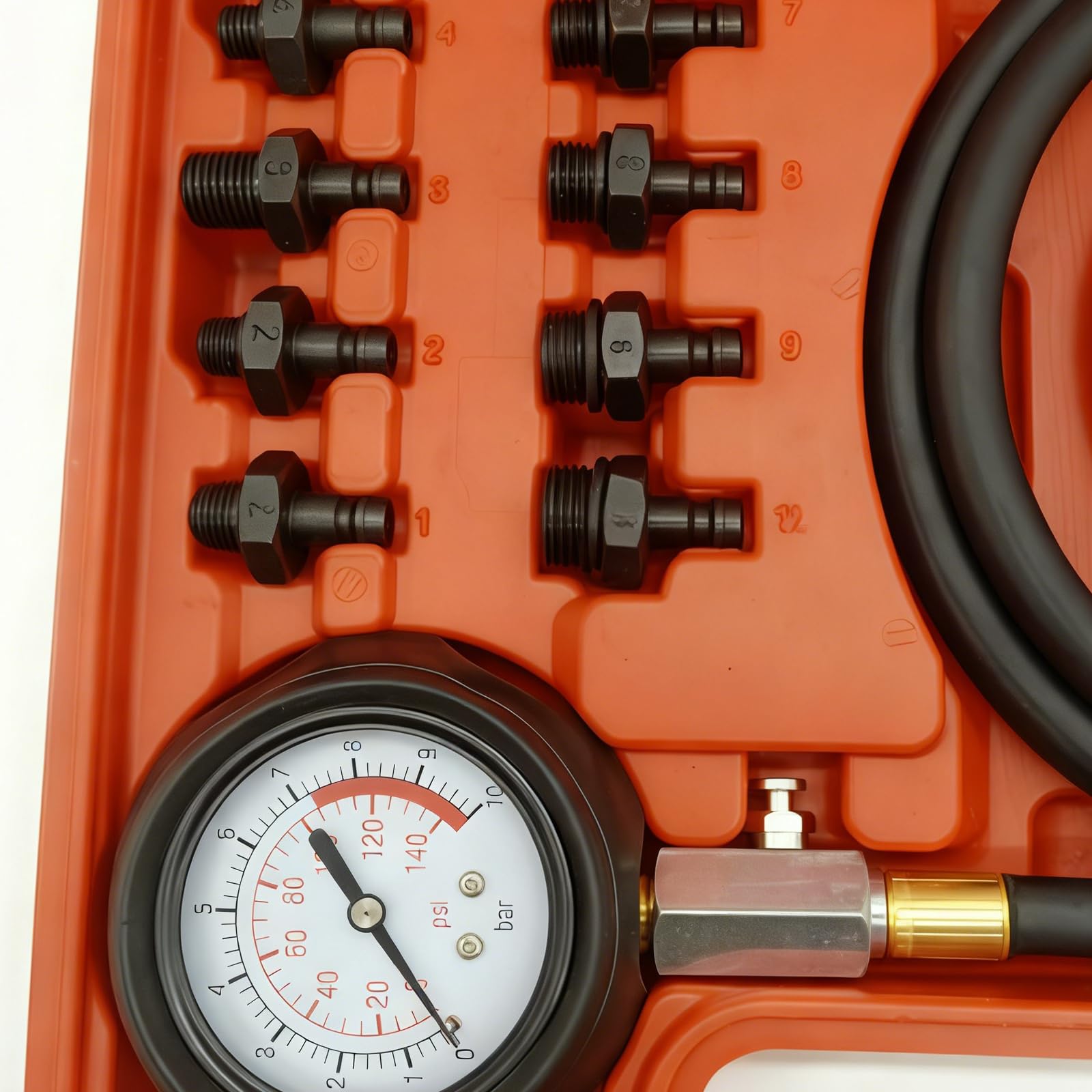 Kit di tester di pressione dell'olio, misuratore di pressione dell'olio, strumento tester di pressione dell'olio, 0-140 PSI, sistema di carburante, sensore meccanico del motore, prova di compressione