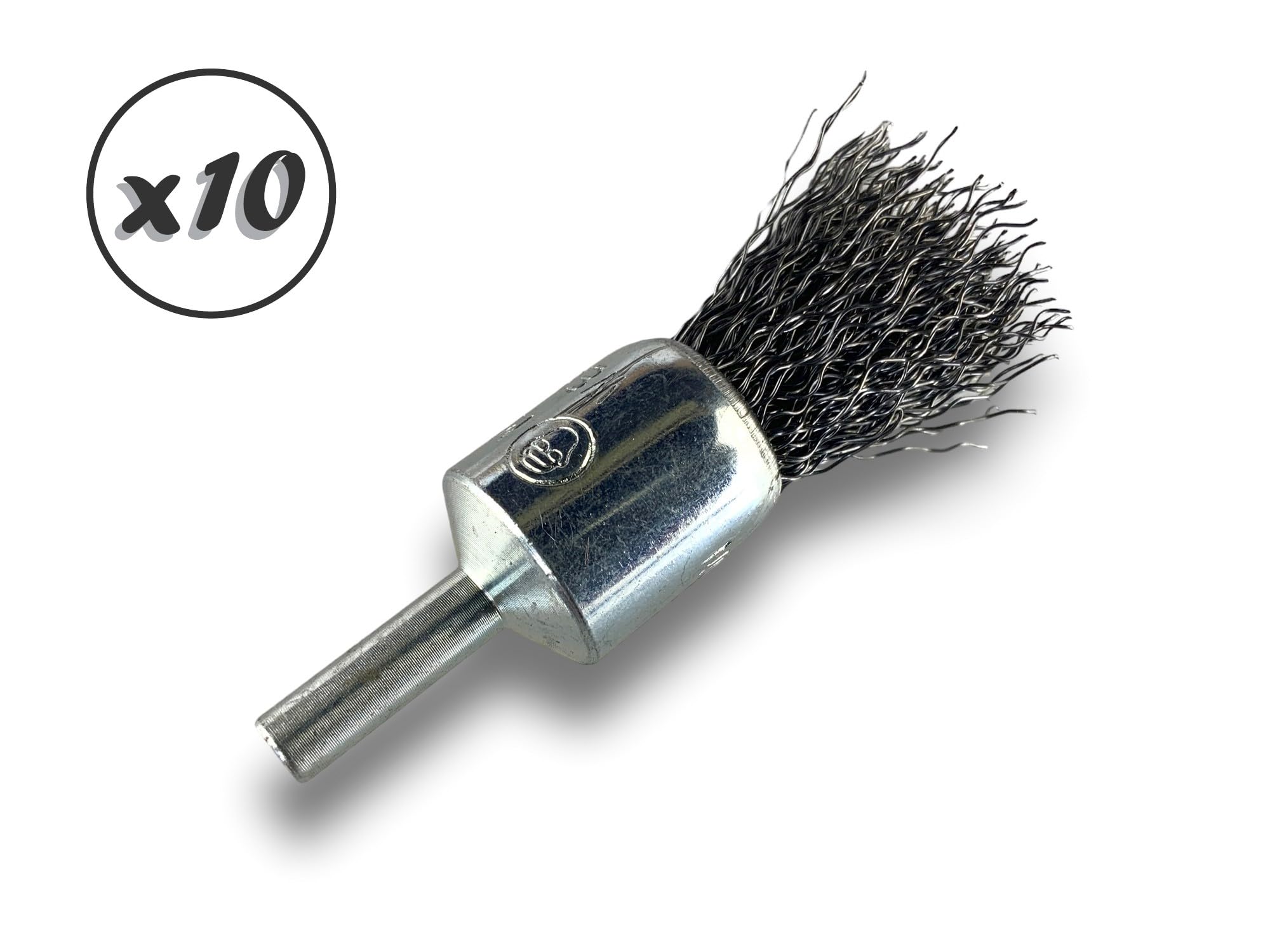 Kibros Lot 10 brosses en bout pinceau tige Ø 6 mm fil acier dur Ø 18 mm