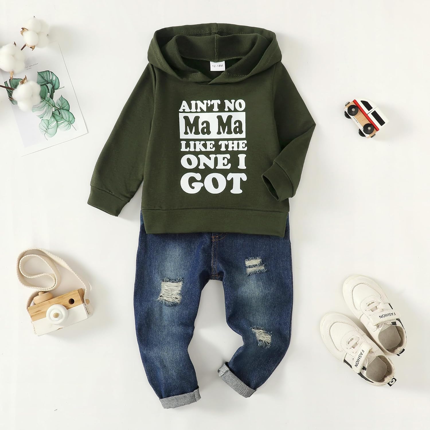 Toddler Boy Clothes Baby Boy Outfit Letter Prints Hoodies Top Ripped Jeans Cute Boys Clothing Set Fall Winter