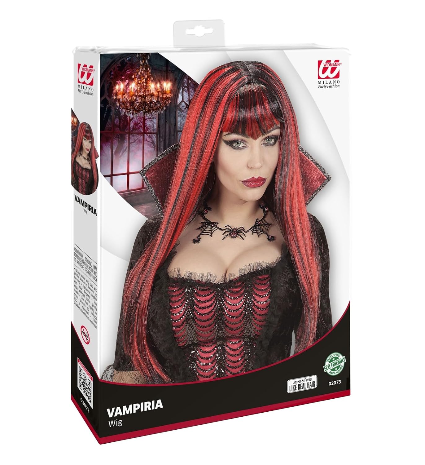 WIDMANN ? Vampiress Wig in Box Womens, Red, One Size, vd-wdm02073