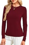 Womens Fall Sweaters Wool Blend Lightweight Long Sleeve Basic Crew Neck Pullover Sweater Tops Dressy Casual