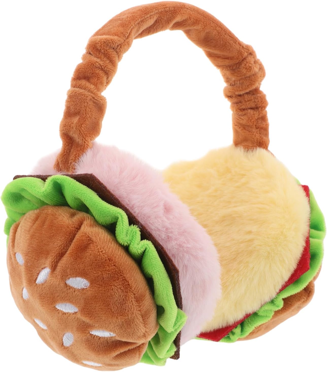 Plush Hamburger Ear Warmers Foldable Thermal Earmuffs for Women Cold Weather Outdoor Fluffy Ear Covers Winter