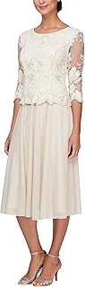 Alex Evenings Vestido falso de lentejuelas hasta el té para mujer (Petite y Regular)