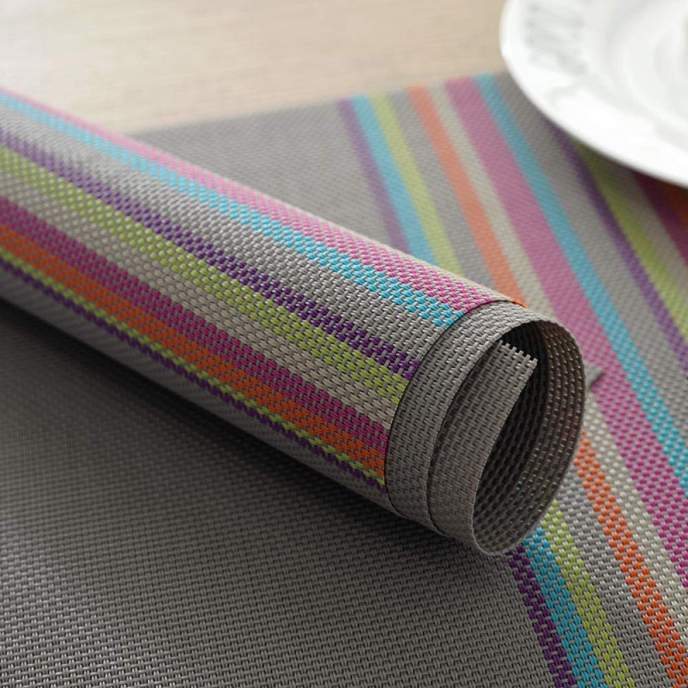 Tischset for den Außenbereich, Kinder-Esstischmatte, Isoliermatte, PVC-Tischmatte, Grove Gray,Hitzebeständige Tischsets(8 Woven Black Gold)