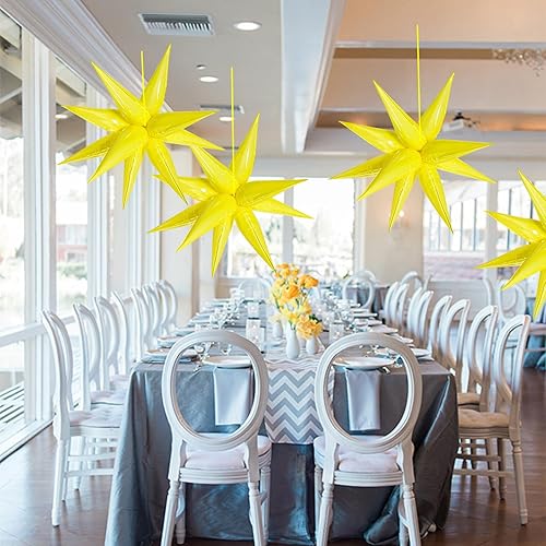 Miniatura 3 de 60 globos amarillos de estrella de 26 pulgadas, globos grandes de estrella explosiva de 12 puntos para cumpleaños, boda, girasol, limón, decoración