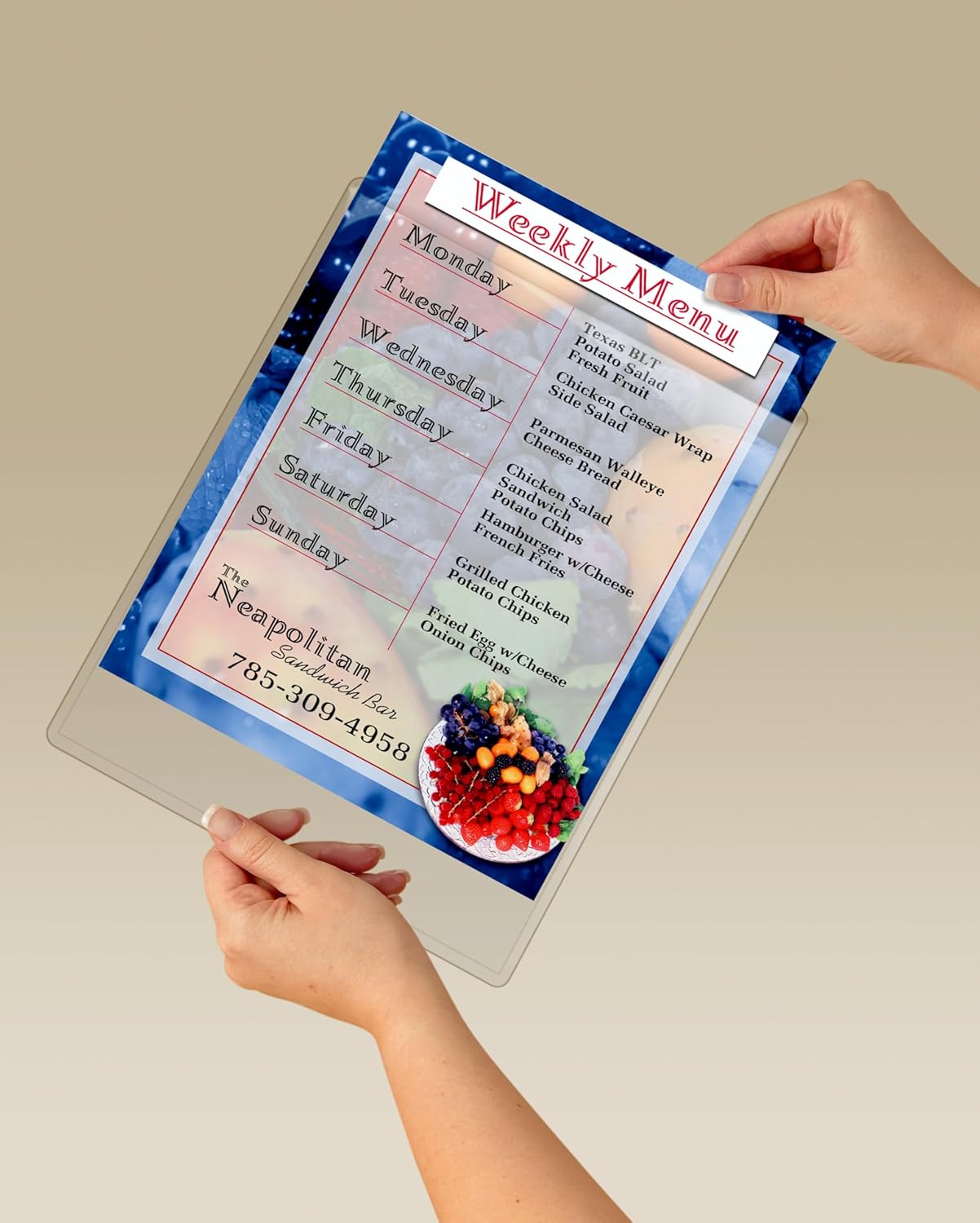 Display Pocket, Removable Interlocking Fasteners, Plastic, 8-1/2 x 11, Clear, Sold as 1 Each, 6PACK , Total 6 Each