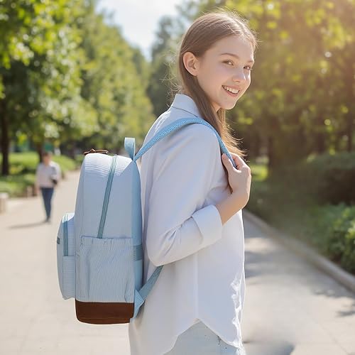 Miniatura 7 de mygreen Mochila escolar de pana para adolescentes, niñas y niños, bolsa para laptop ligera de 17.7 pulgadas con funda acolchada, bolsa de libros