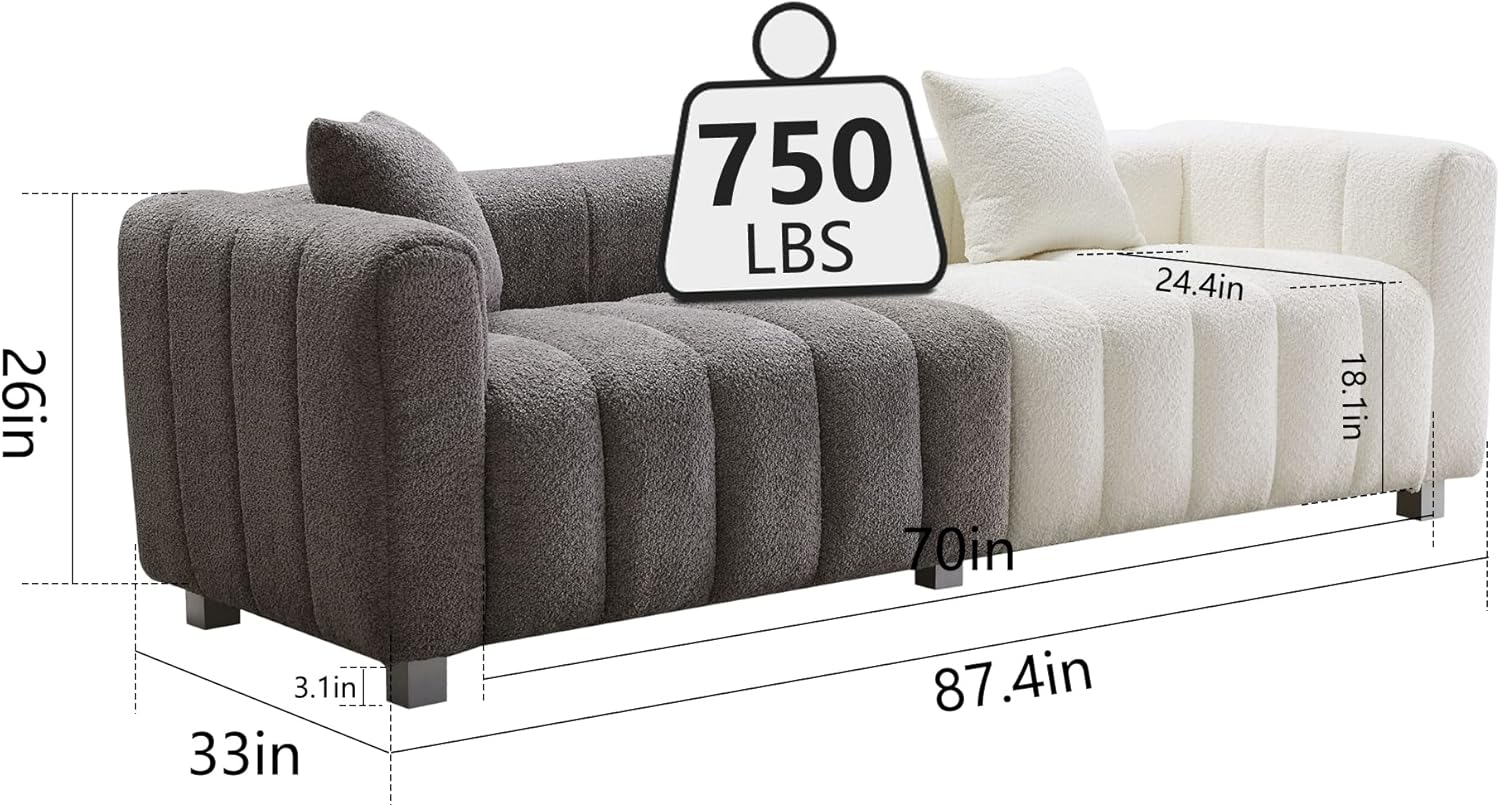 87.4″ Modern 3 Seater Sofa Couch for Living Room, Mid