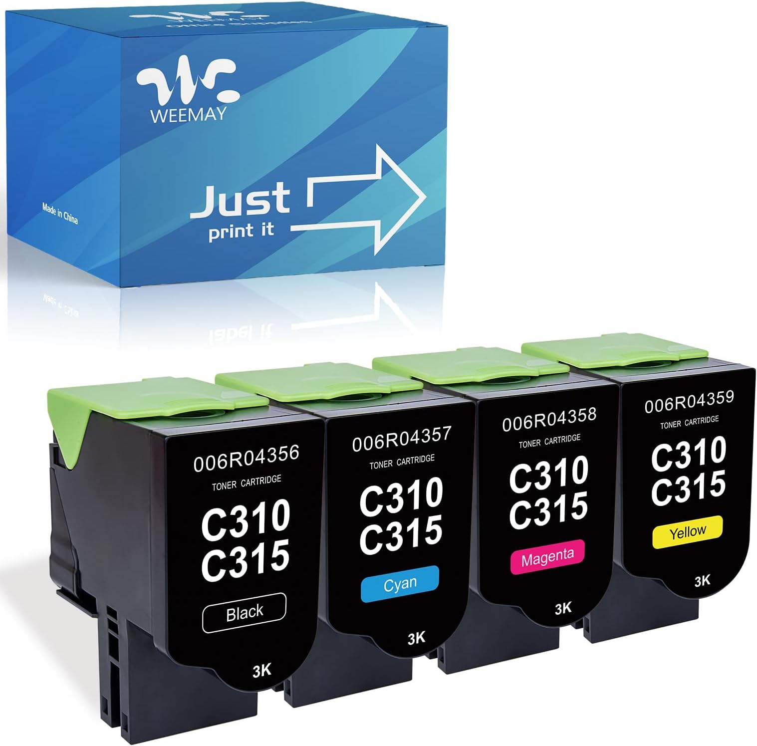 WeemayC310 C315 Remanufactured Toner for Xerox C310 C315 Toner Cartridge 006R004356 006R004357 006R004358 006R004359 for Xerox C310 C315 C310DNI C315DNI Printer(4 Pack, Cyan Magenta Yellow Black)