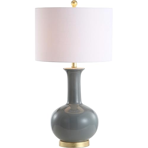 JONATHAN Y JYL6208B Brussels 27" Ceramic/Metal LED Table Lamp Contemporary Transitional Bedside Desk Nightstand Lamp for Bedroom Living Room Office College Bookcase LED Bulb Included, Gray