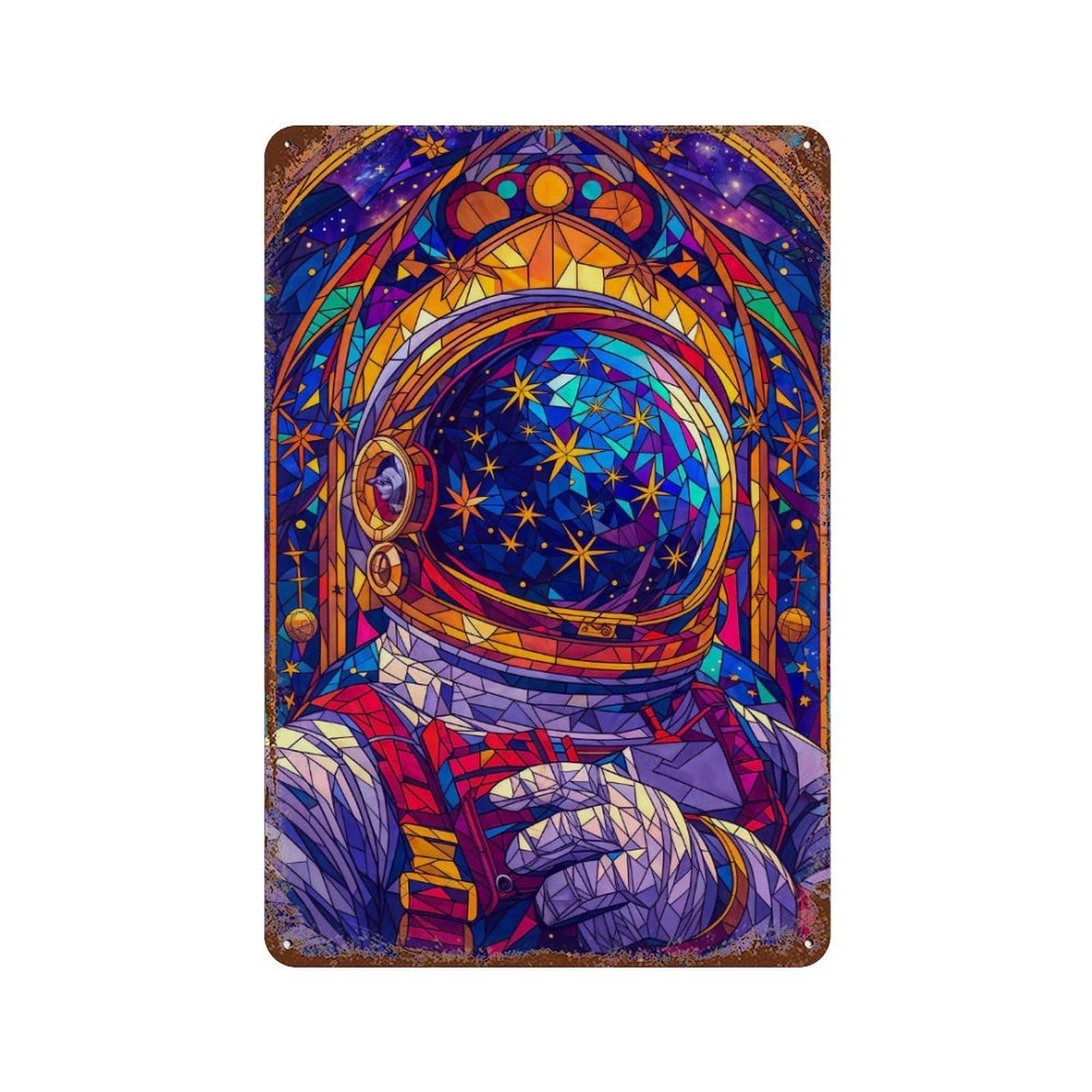 Garage Style Cosmic Voyager Retro Metal Sign 11.8"x7.9", Classic Wall Plaque for Bar And Workshop
