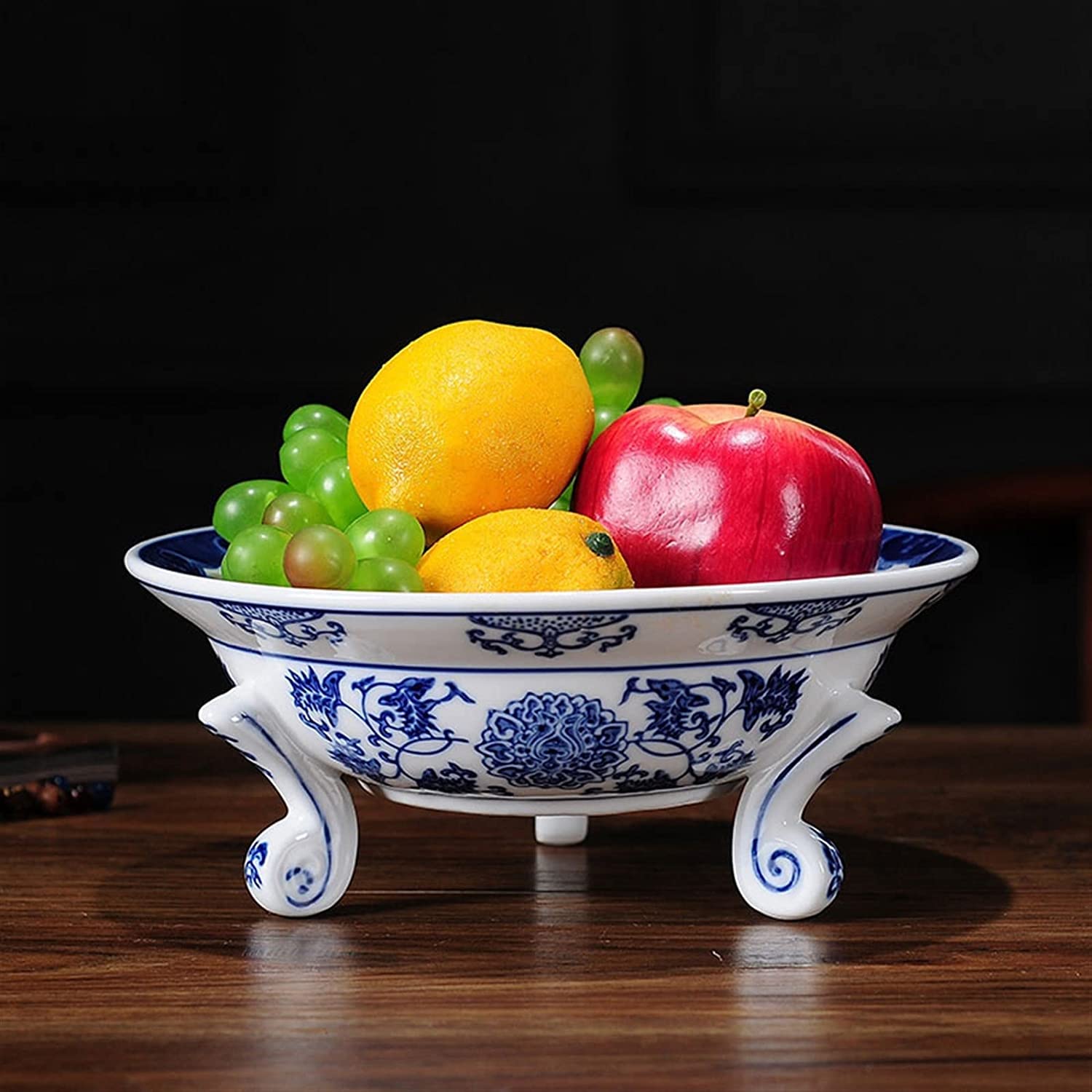 Patera na Owoce Miska na Owoce Kosz na Owoce Okrągły Ceramiczny Talerz Na Owoce W Stylu Chińskim Retro Porcelana Naczynie Na Owoce Miska Na Cukierki Dekoracyjna Stojak na Owoce Koszyk Na Owoce (Color