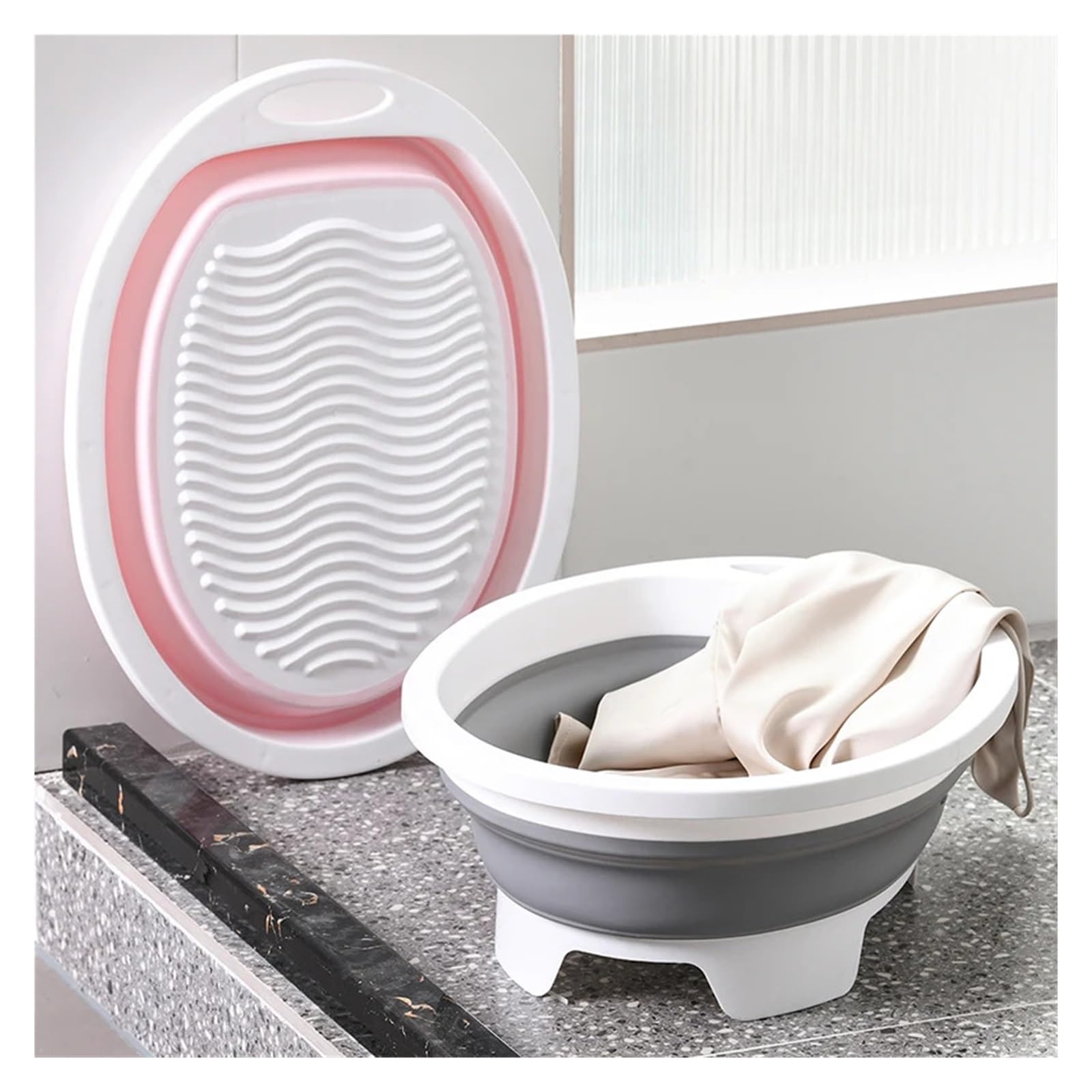 1 pièce, compatible avec les bassines à linge pliables, portable for voyages et le camping, utilisée for laver vêtements chaussettes(Pink)