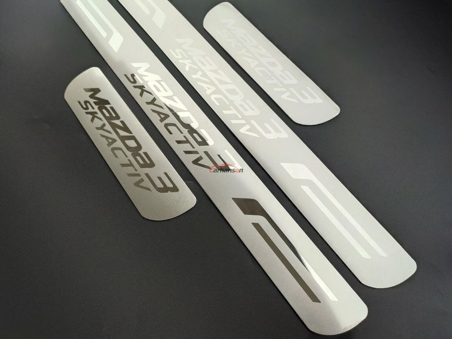 GZBFTDH Door Sill Protector for Mazda 3, 2008-2022, 4pcs Set, Stainless Steel and Rubber, Vehicle Specific Fit