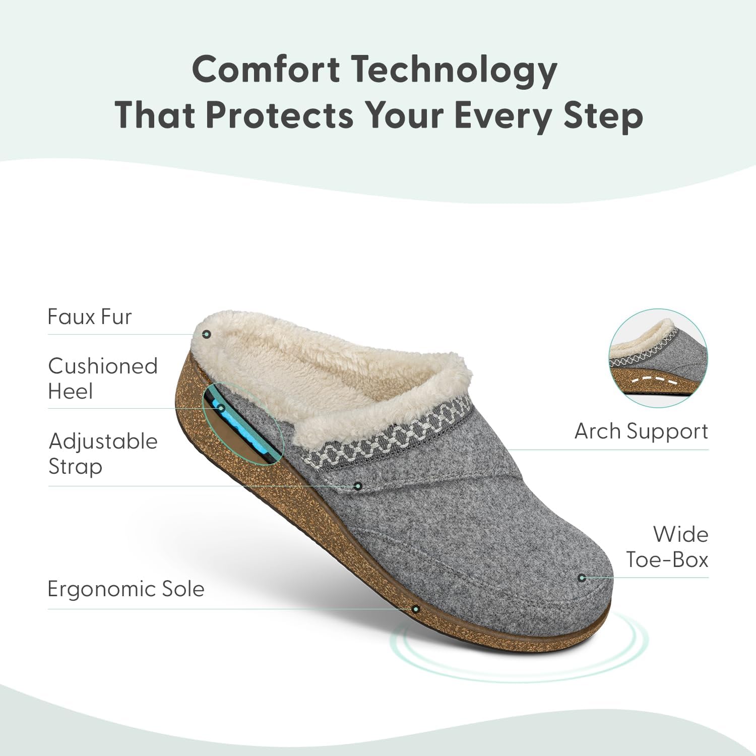 Orthofeet Women's Orthopedic Clara Slippers for Plantar Fasciitis Relief - Image 3