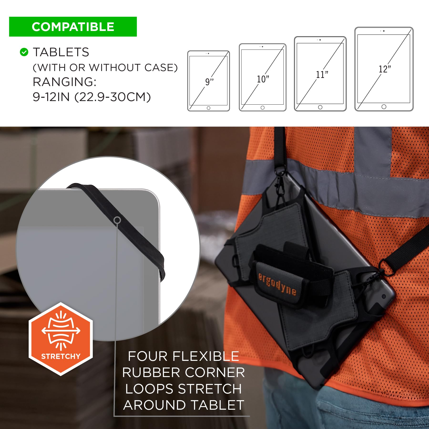 Ergodyne Squids 5549 Support de Tablette avec bandoulière Amovible, Solutions pour appareils Mobiles