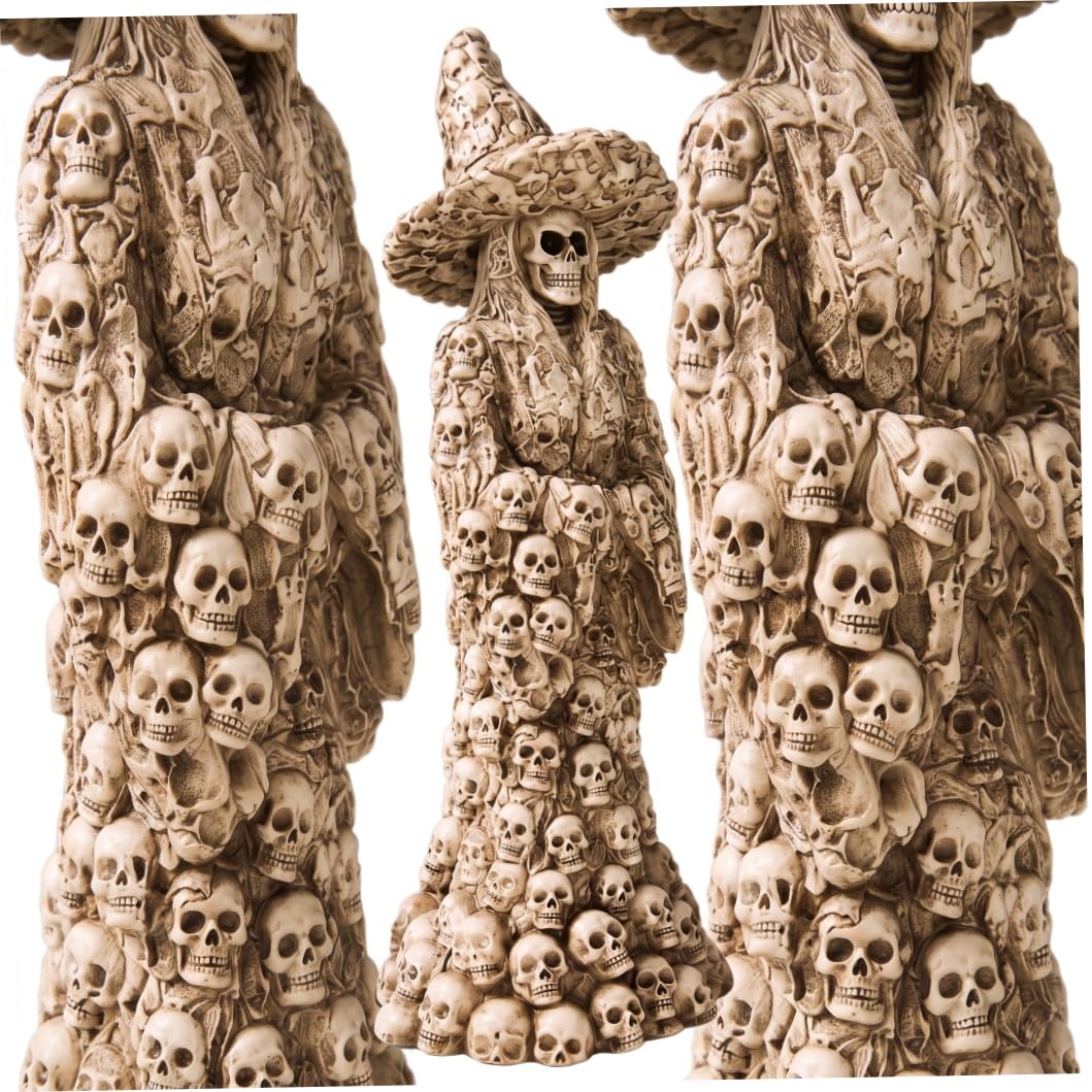 Sjfbebsy Gothic Lamp, Eco-friendly Resin Halloween Witch Decor Witch Statue With Built-in Button Lights, White