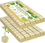 Halatool 1 Inch Rockwool Cubes Garden RockWool Stonewool Grow Cubes Starter Plugs for Hydroponics Soilless Cultivation Seedlings Cuttings Clone Plants Germination Start (2 Sheets, 100 Plugs in Total)
