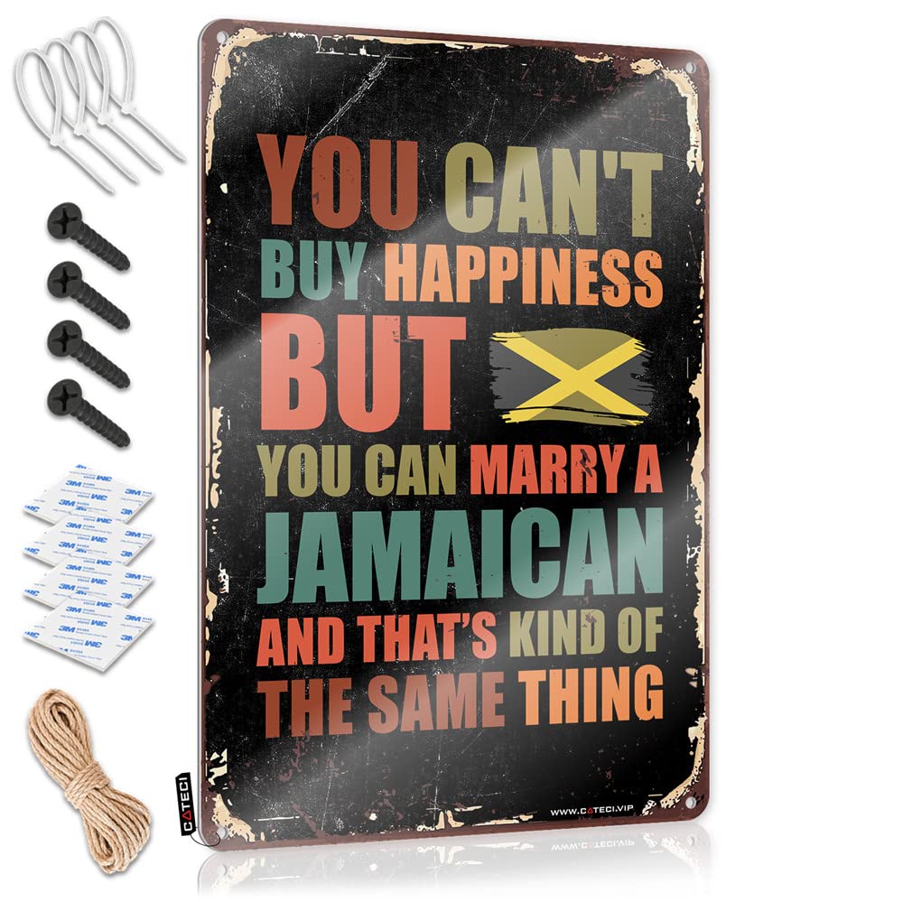 Bar Sign Metal You Can'T Buy Happiness But Can Marry A Jamaican Sign Funny Outdoor Decor Funny Desk Signs(30X40CM)