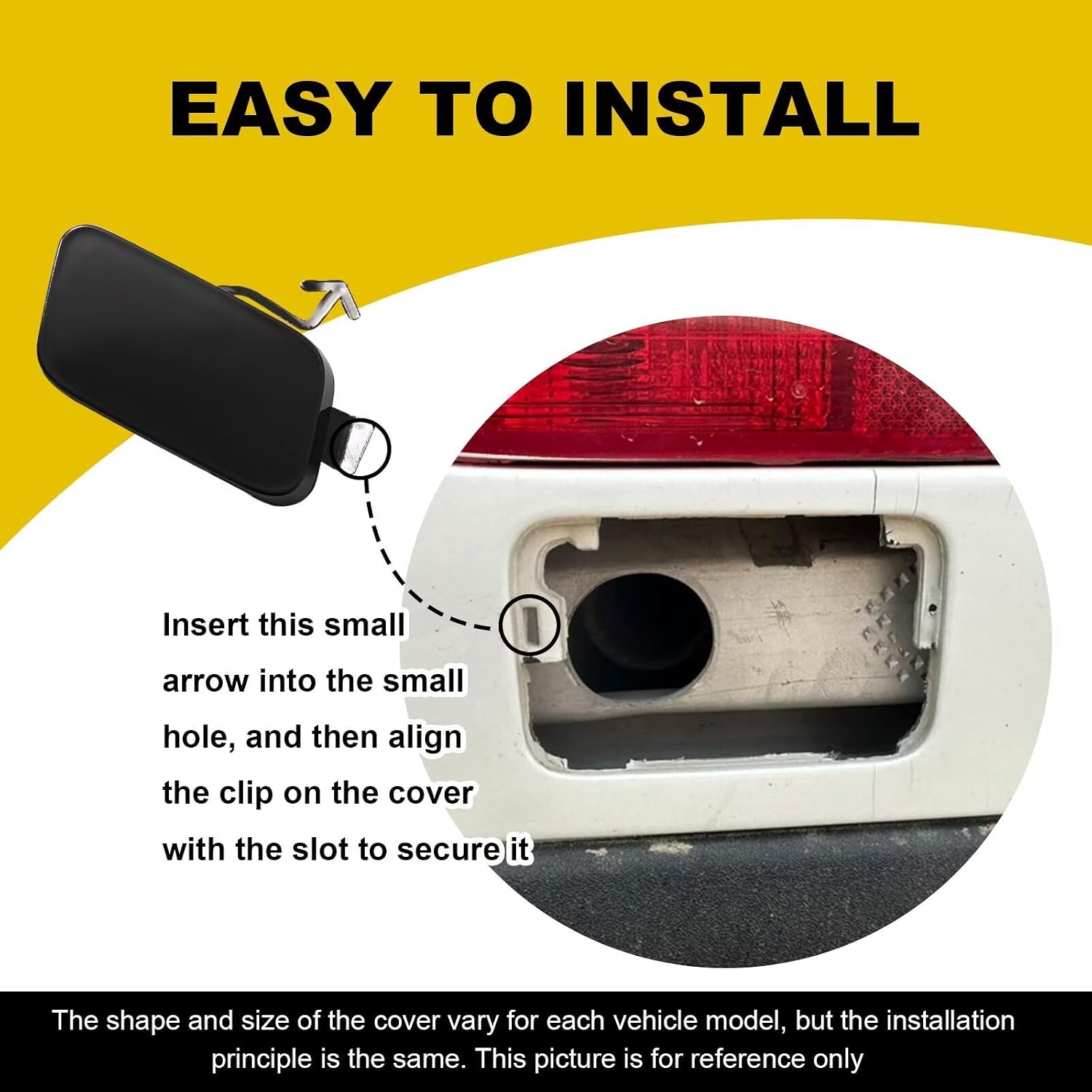 Car Front Bumper Tow Hook Cover Compatible with Honda HRV HR-V 2019 2020 2021 71104-T7M-H00 Small Lid Towing Eye Cap White