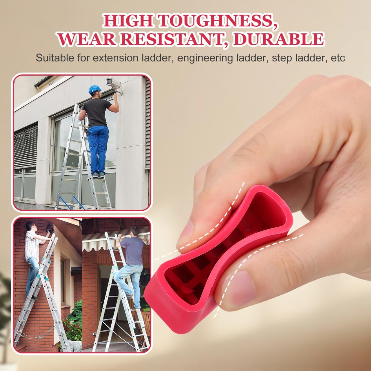DOITOOL Non-Slip Ladder Pads 4 Pieces Ladder Foot Protective Covers Rubber Feet Replacement 2.16X1.49X0.98 Inch Anti-Skid Feet for Household Accessories