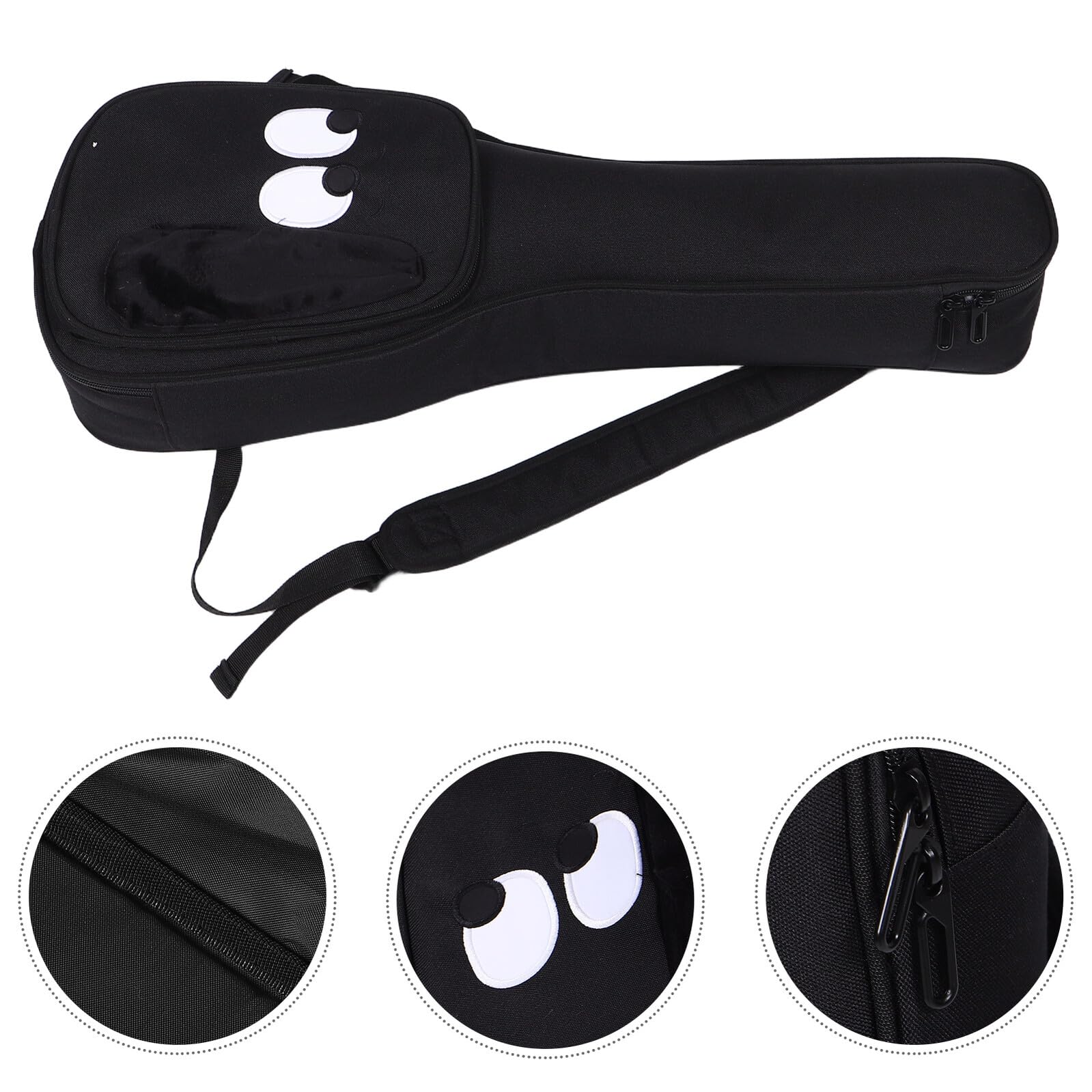 Oxford Stoff Ukulele Tasche mit verstellbaren Schultergurten, wasserfestem Innenfutter und mehreren Taschen, 23 Zoll schwarzer Gitarrenkoffer für Konzert, Reise und Outdoor-Aufbewahrung