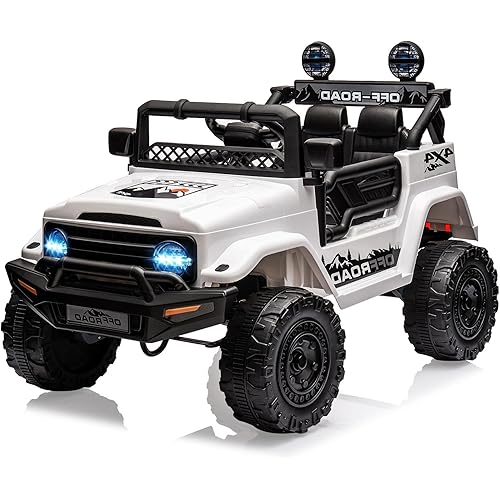 Garvee 12V Kids Ride On Truck Car with Remote Control - Electric Ride On Toys for Toddlers, Spring Suspension, 3 Speeds, LED Lights, Bluetooth Music & Parent Safety Brake​