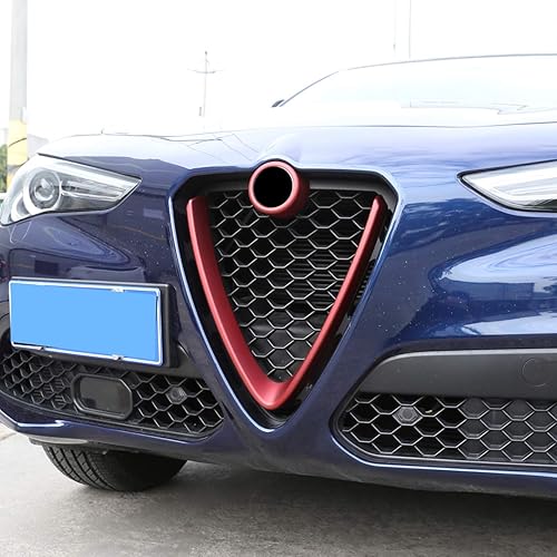 Miniatura 4 de CHEYA Decoración exterior del coche para parrilla delantera cubierta de marco protector para rejillas de coche para Stelvio 2017-2019 rojo,