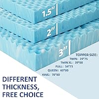 Vista 7 de SINWEEK Cubrecolchón de 1.5 pulgadas, cubrecolchón de espuma viscoelástica de 5 zonas, alivia la presión, almohadilla suave para colchón