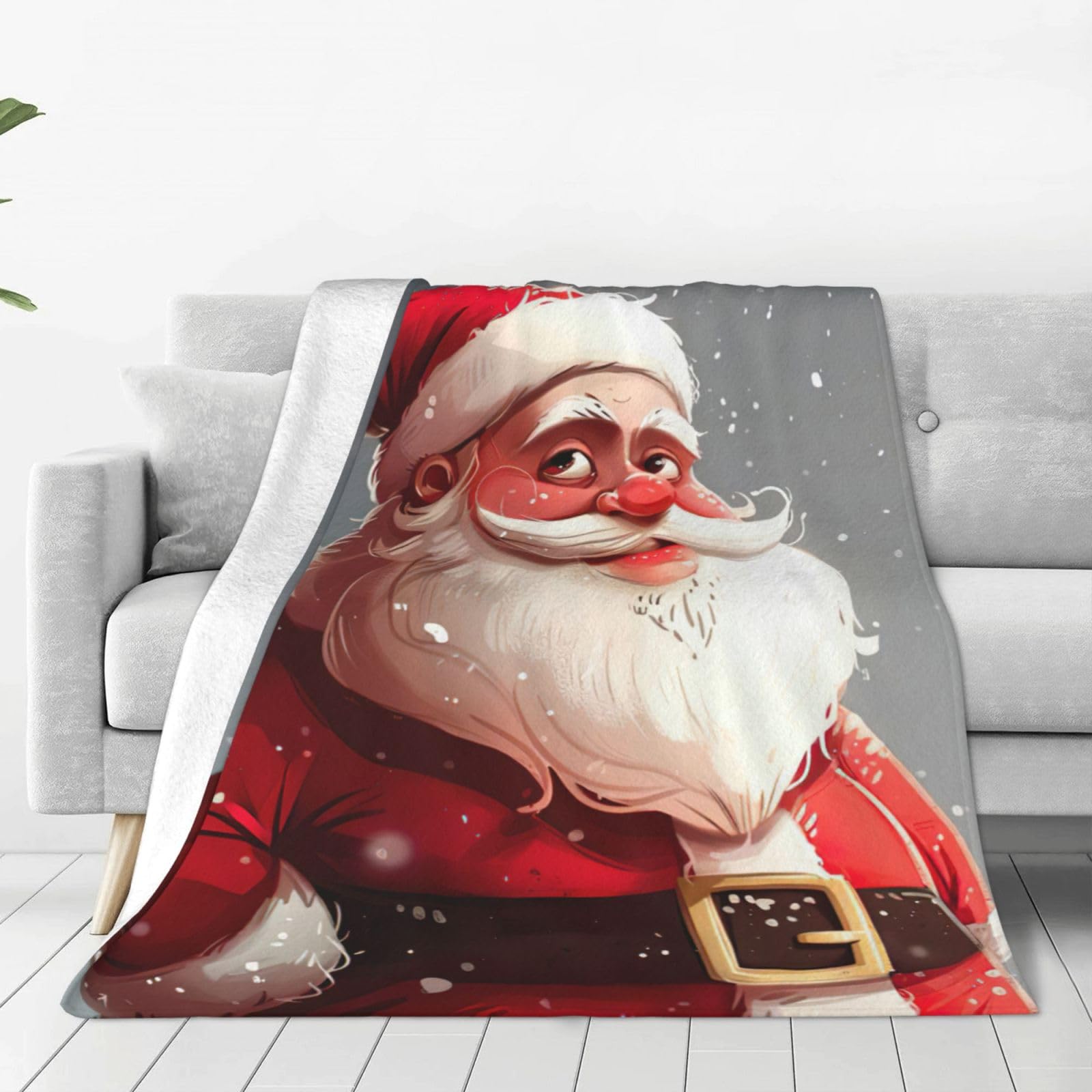 Couverture polaire Père Noël plaid doux et chaud pour lit et canapé