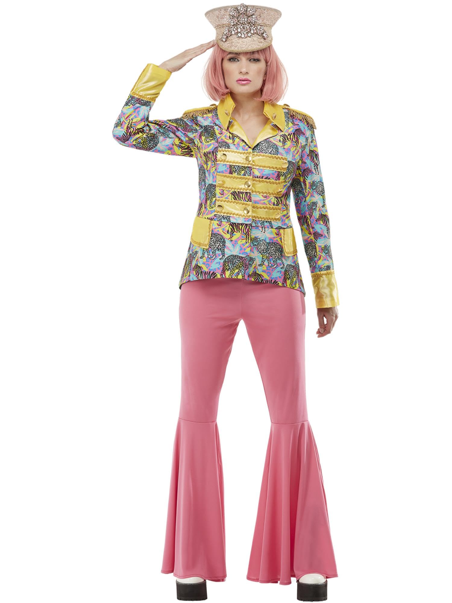 Smiffys Carnival Jacket, Blue & Yellow with Animal Print Design & Gold Trim, Party & Carnival Fancy Dress, Adult Dress Up Costumes