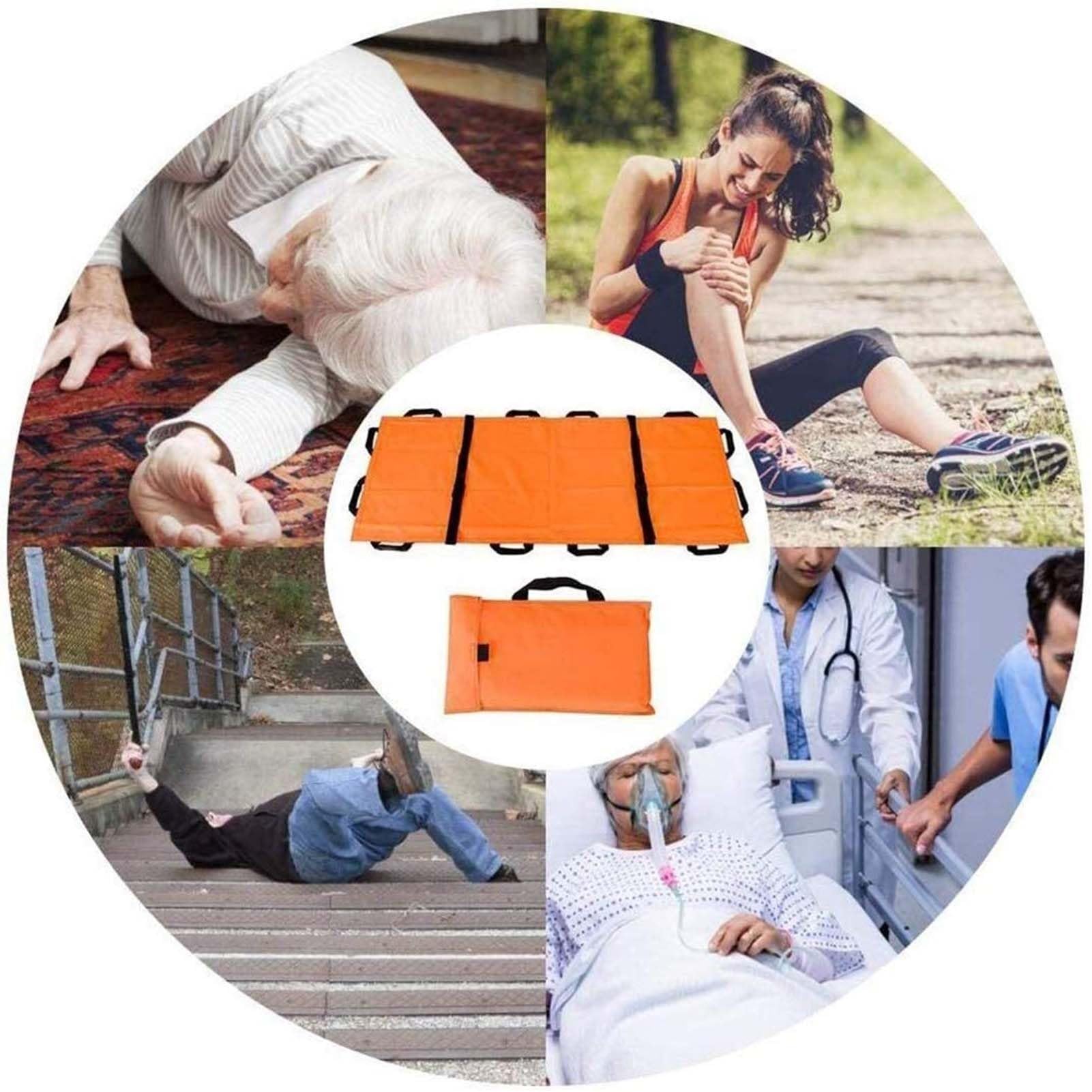 Emergency Stretcher Camilla De Primeros Auxilios Plegable Y Flexible Con 8 Asas, Camilla De Emergencia Portátil De Lona Reforzada, Ideal Para Evacuación De Personas Y Animales(180 * 70cm)
