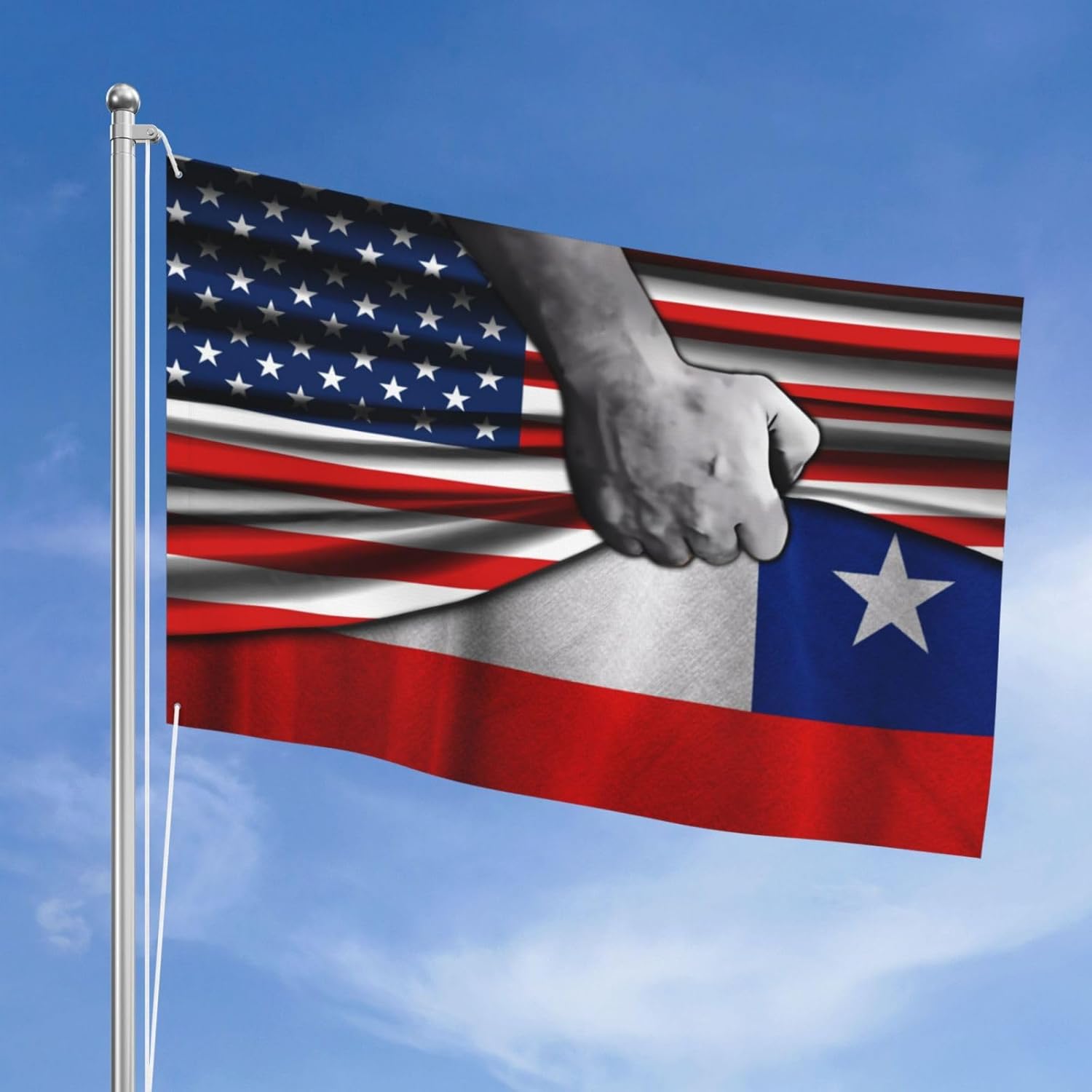 Usa American Flag And Chileans Chile Flag Flag 4x6 Ft Double-Sided Printing Thickened Three-Ply Fabric Outdoor Flags Banner Decorations