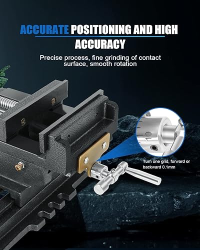 Miniatura 6 de Prensa de taladro de 6 pulgadas, prensa de taladro de 2 ejes, tornillo de banco de prensa de diapositiva cruzada, 6 pulgadas de ancho de mandíbula,