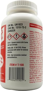 Thrift T-100 Odorless Drain Cleaner Hot Water Activated Drain Cleaner for Small Drains, Grease Traps, Septic Systems & Sewer Lines 1 Pound Bottle (Pack of 2)