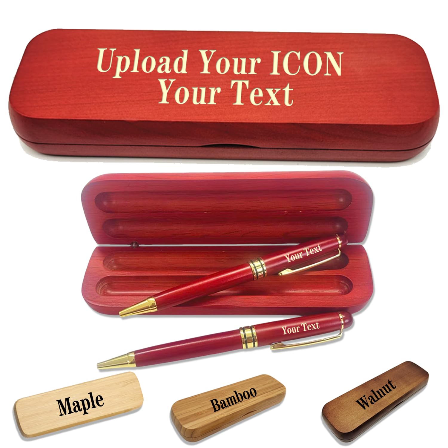 (1-3 Pen Set)Personalized Pen with Monogrammed Case, Personalized Engraved Ballpoint Pen with Personalized Case, Personalized Pens, Wood Pen Set for