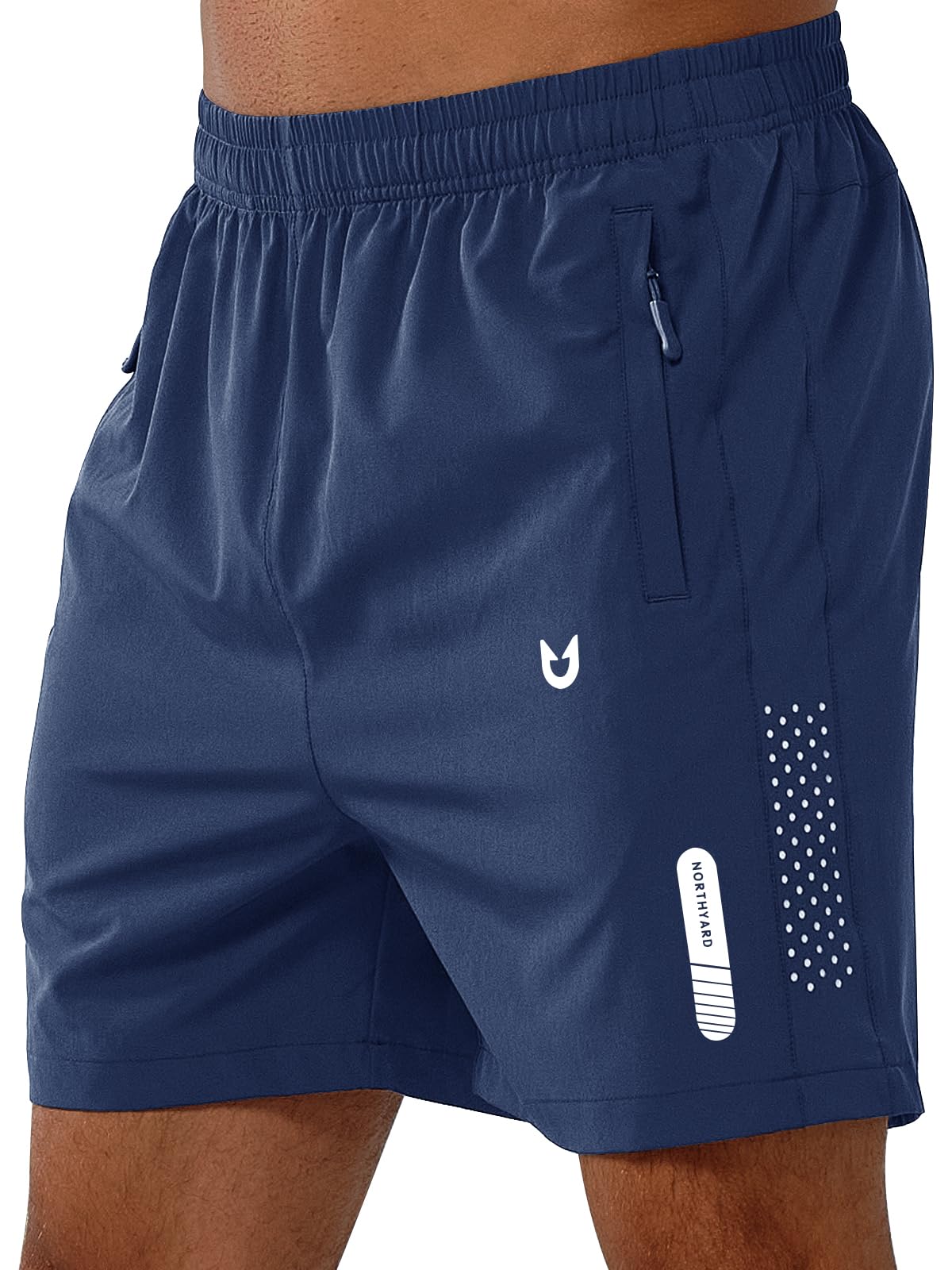 NORTHYARD Men's Athletic Running Shorts Gym Workout 7"/9"/5" Zipper Pockets | Quick Dry, Lightweight, Breathable, Unlined, Moisture-wicking, Reflective Strips, Elastic Waist, Sports Basketball Tennis