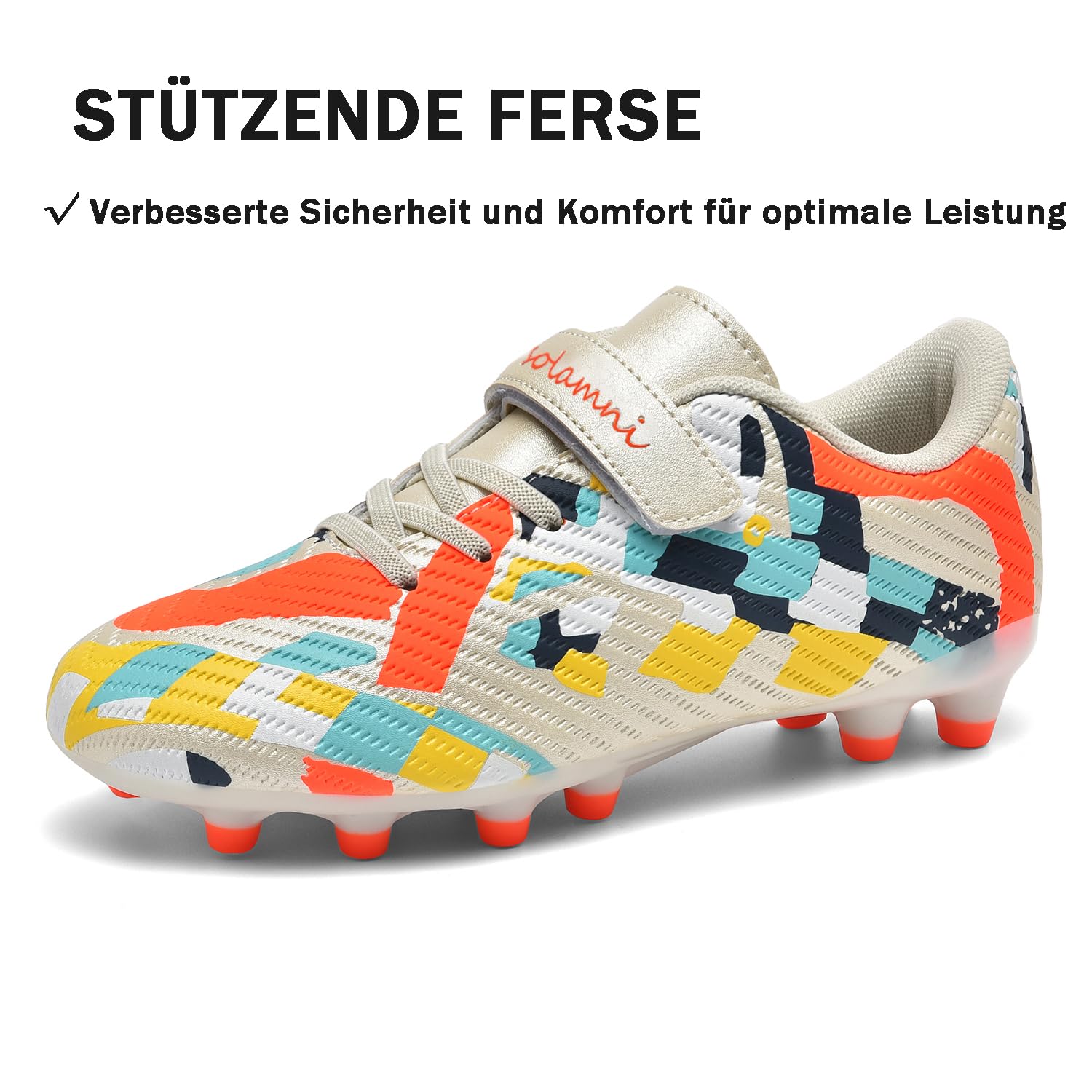 Fußballschuhe Kinder für Jungen & Mädchen Kunstrasen Kickschuhe Klettverschluss Multinocken Fussballschuhe Athletics Trainingsschuhe