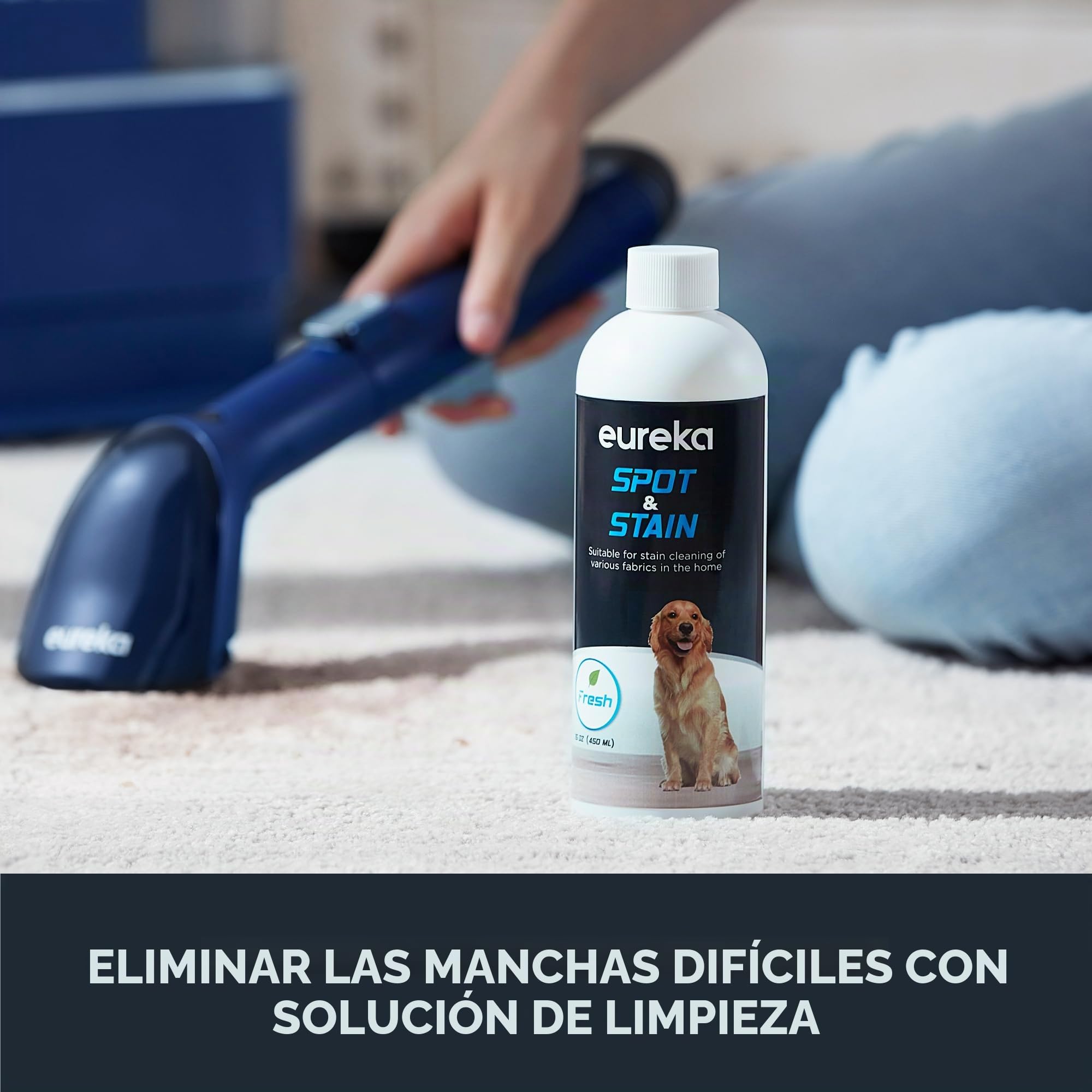 Eureka Aspirador de alfombras, Limpiador de Manchas Multisuperficie para Alfombras, Moquetas, Tapicería, Escaleras y Coche, Depósito de Agua Grande de 1.5 L, NEY100 con Fórmula Limpiadora, Azul