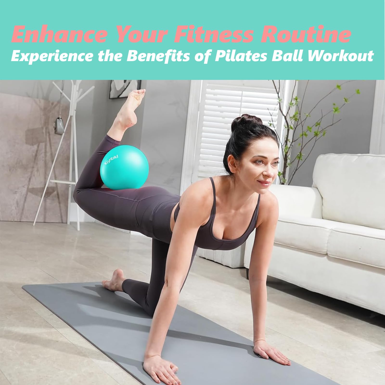 Palla Pilates Piccola, 25 cm Anti Scoppio Antiscivolo Palla Fitness con Cannuccia Gonfiabile, Yoga Pilates Pallas per Yoga, Ginnastica, Gravidanza, Esercizi di Equilibrio, Addominali e Spalle