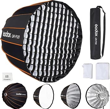 Godox Quick Release Parabolic Softbox,QR-P120 47.2/120cm Softbox with Grid