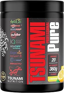 Tsunami Nutrition Pure Professional, Pre-Workout Vegano, Cola-Lime/Pineapple-Mango/Strawberry Lime/Lemonade/Amarena-Caramello, con Clonapure e BrainBerry, 360g, (360g, Lemonade)