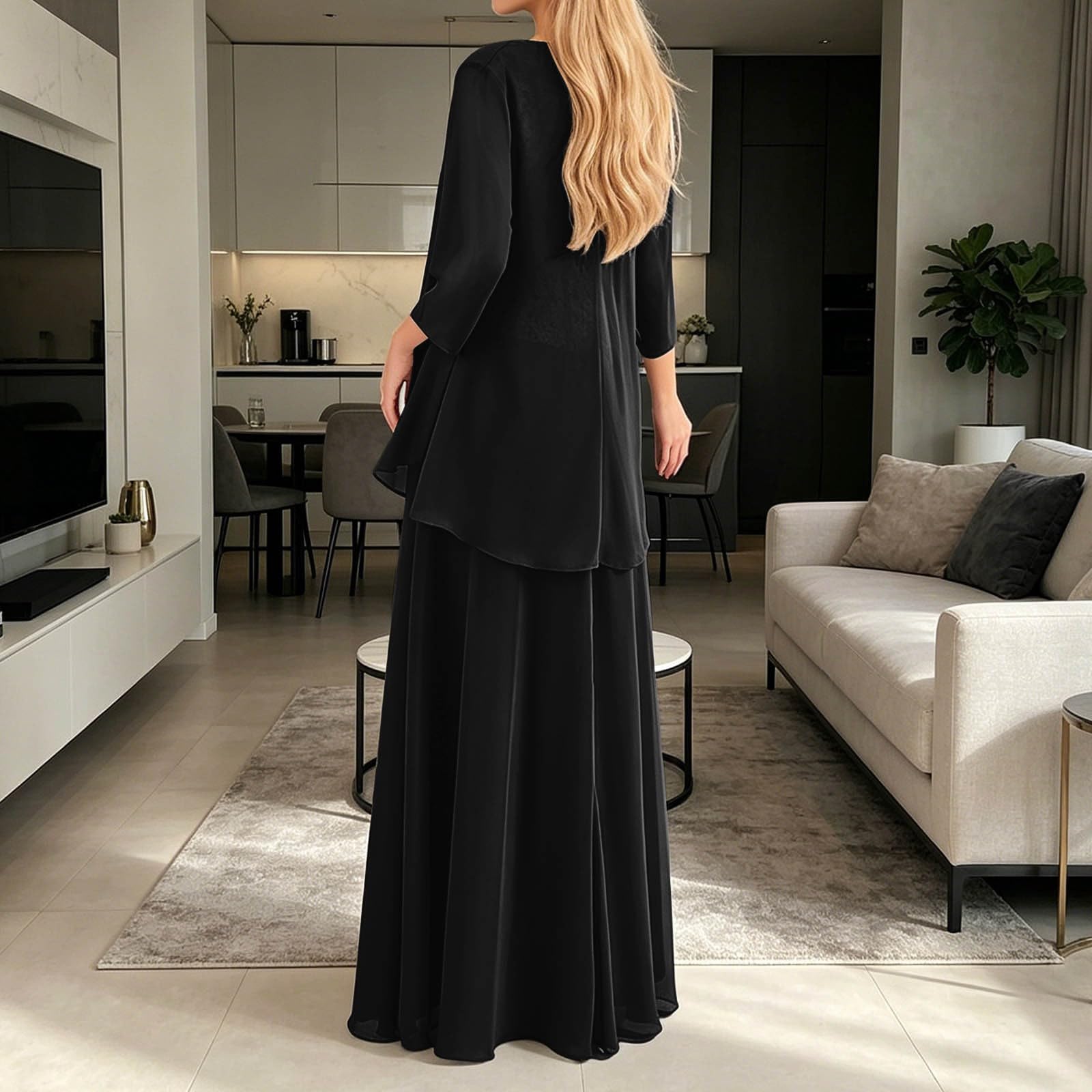Elegante Completo a Tre Pezzi con Gonna Lunga per Occasioni Formali, Abito Snellente Perfetto per Feste e Balli di fine Anno.