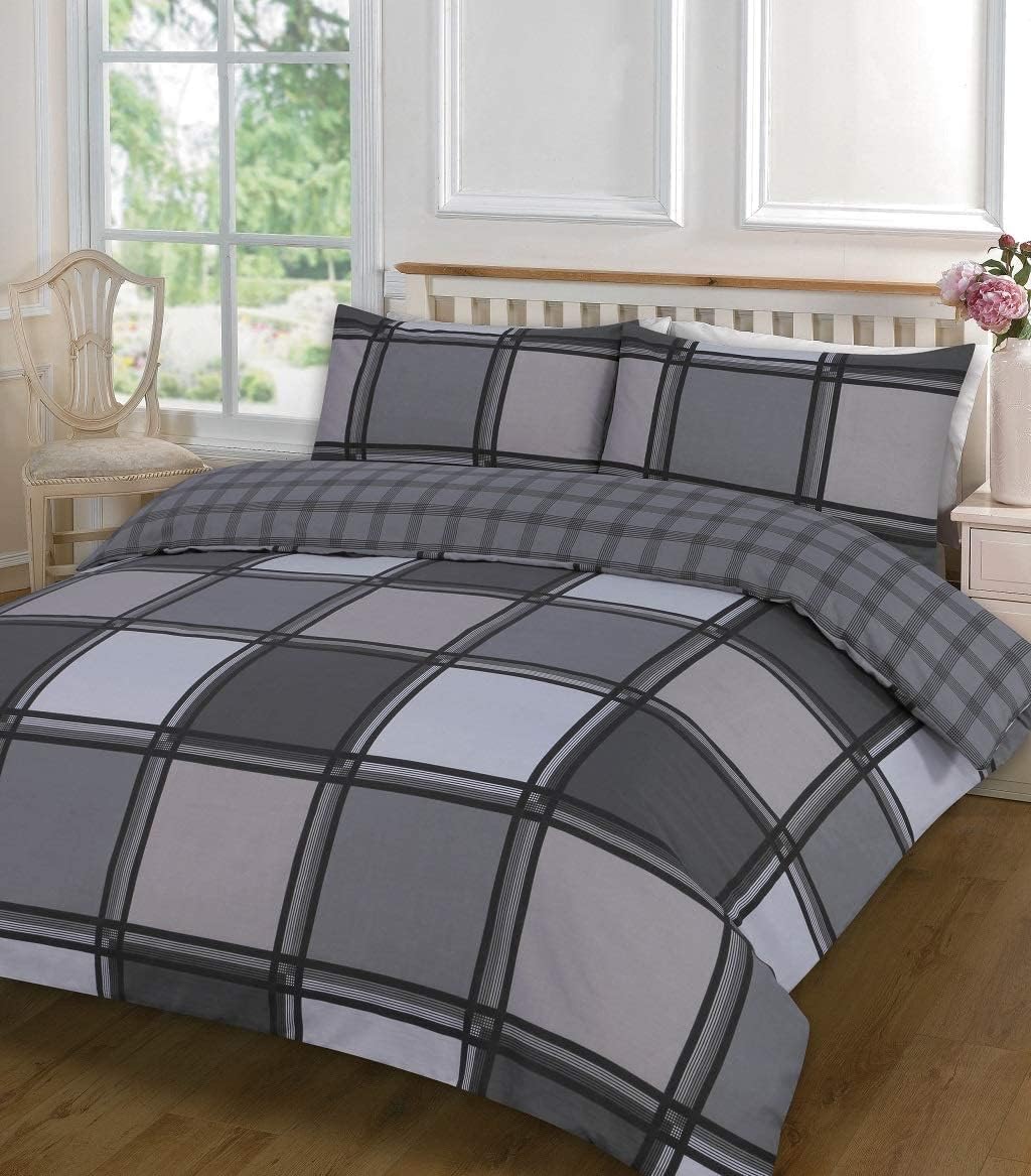 HOME ACE Logan Black Printed Single Duvet Cover Set - Easy Care Poly Cotton Single Quilt Cover Bedding Set - 135CM x 200CM with 1 Pillowcase 50CM x 75CM โ image 1