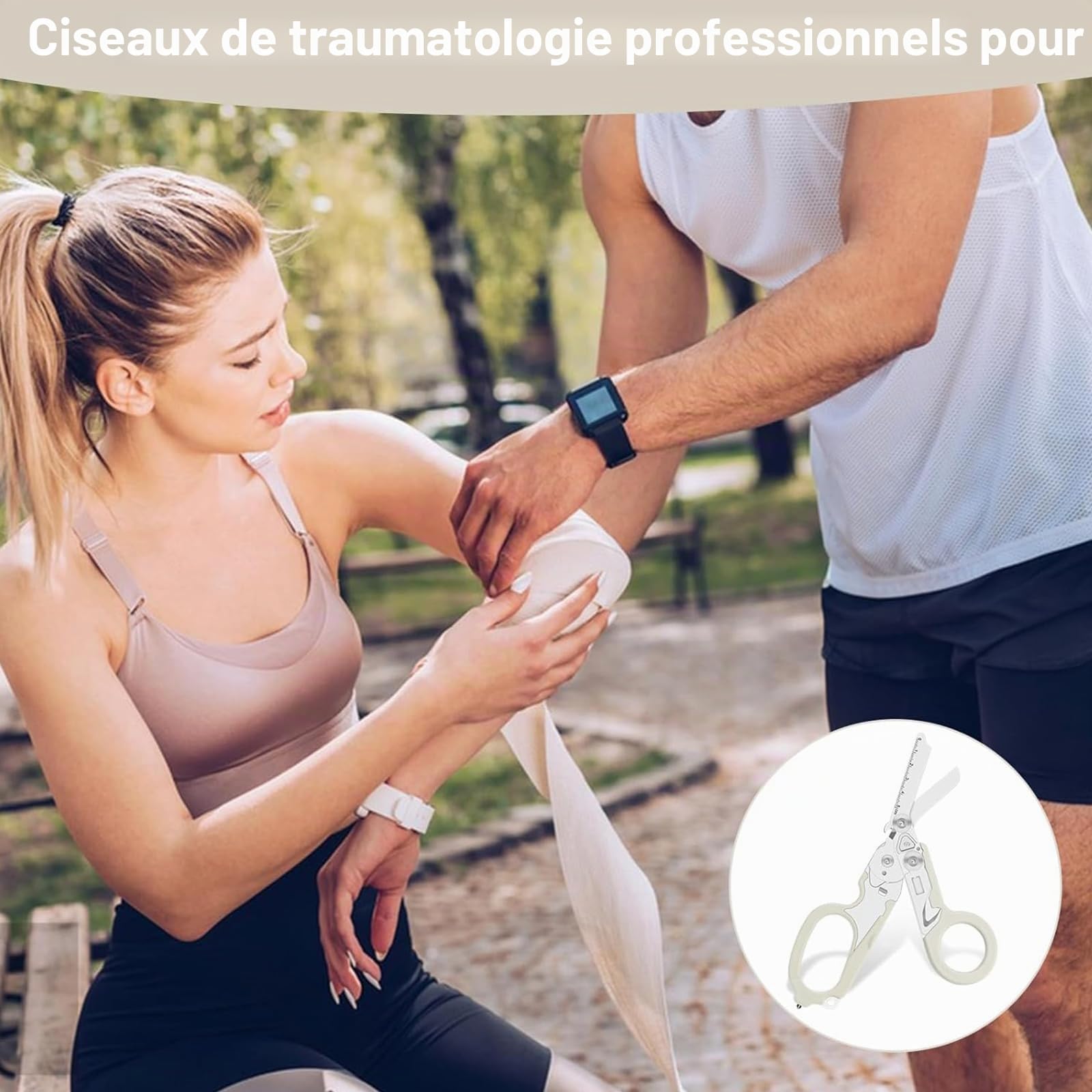 Ciseaux de sauvetage Ciseaux Traumatologiques Ciseaux de Traumatologie Pliables 6 en 1 Ciseaux D'urgence Pour Services Professionnels De Sauvetage, Camping En Plein Air (Blanc)
