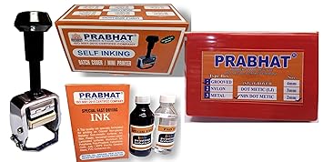 Prabhat Self Inking Batch Coding Machine/Mini Printer -Letter Size, 2mm 4 Lines Grooved 35x30mm