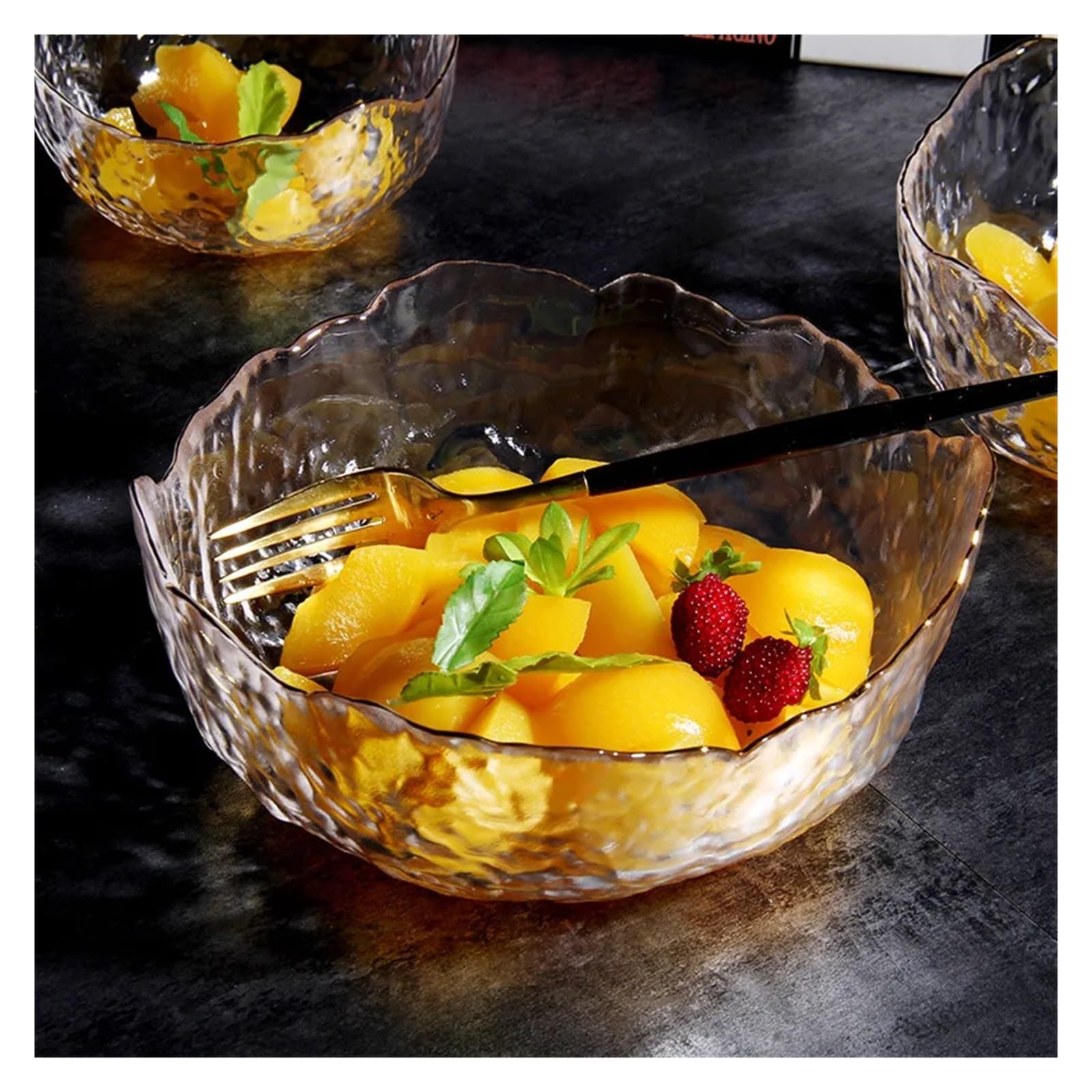 Ensaladera Sopa de frutas transparente, postre, mezcla, cocina, verduras, fideos, almacenamiento alimentos, vajilla for el hogar(Grey,20cm)