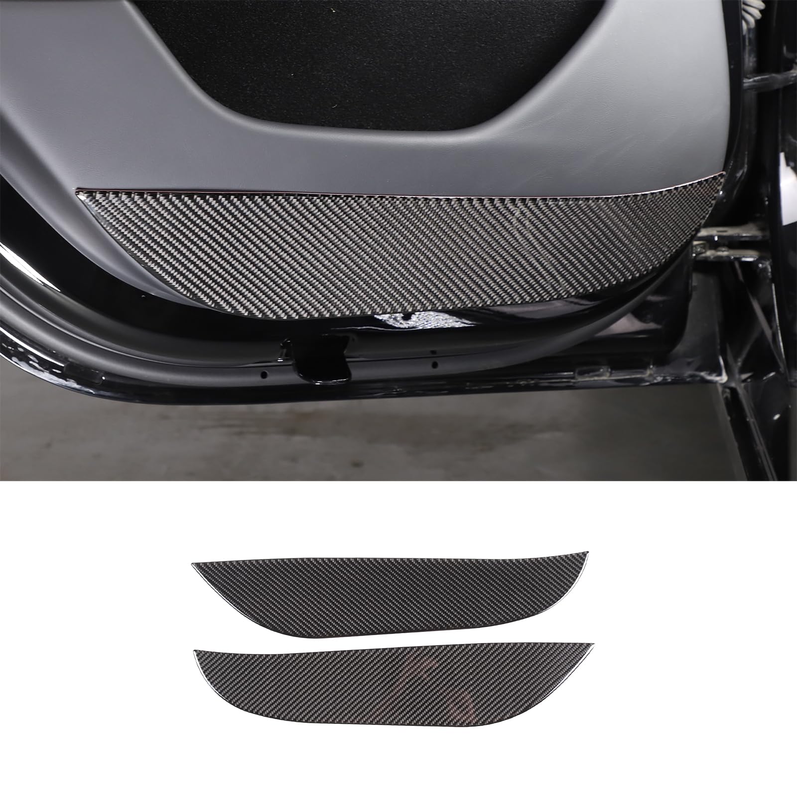 Qiosreui Car Rear Door Anti-Kick Pad Stickers Compatible with Tesla Model 3 Highlander 2023-2024, Inner Car Door Anti-Collision Mat, Interior Door Trim Panel, Carbon Fiber1