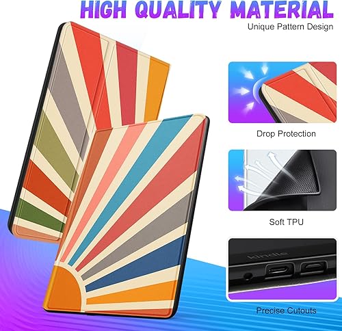 Miniatura 3 de Uppuppy for Kindle Paperwhite 11th Generation Case 6.8 Inch 2021 / Paperwhite Signature Edition Cute Women Girls Teens Kids Unique Sun Folio Fabric