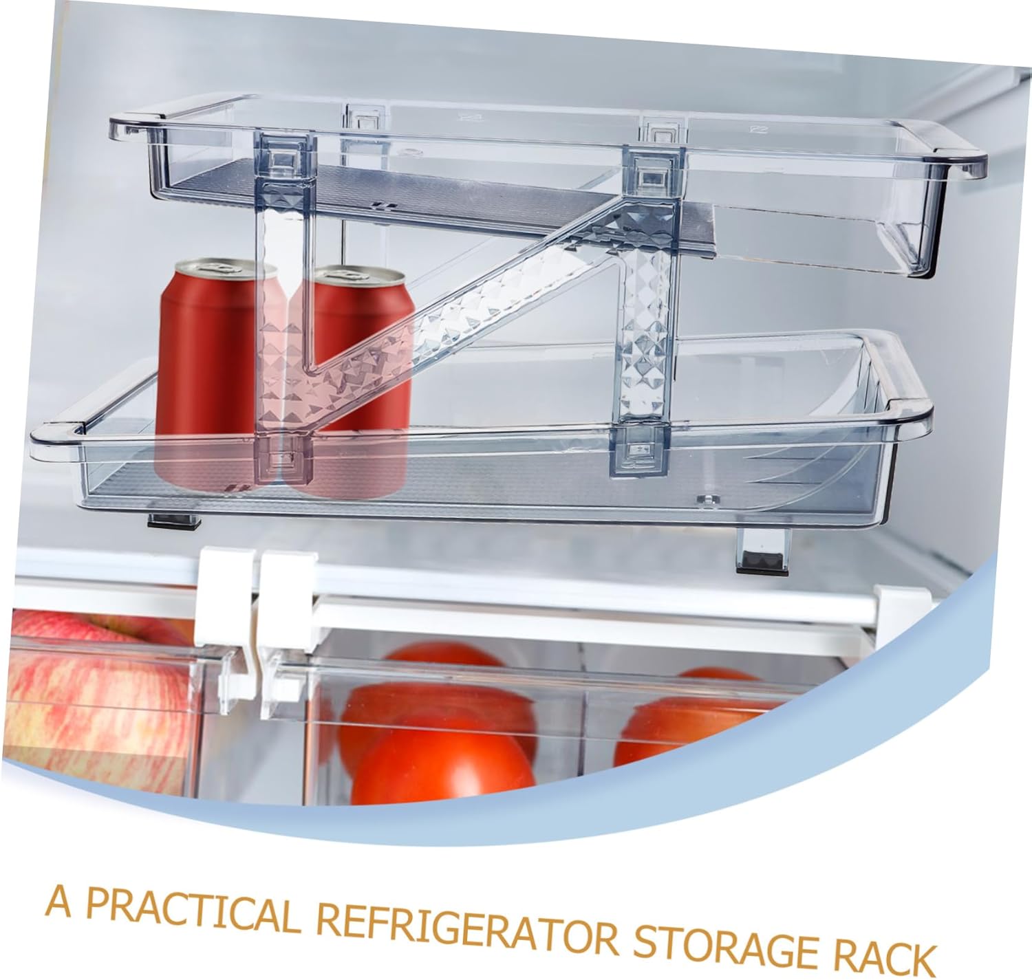 ABOOFAN Soda Can Organizer Rack Double Tier Stackable Beverage Dispenser for Refrigerator Transparent Design for Easy Visibility Material for Use for Kitchen and Bar Storage
